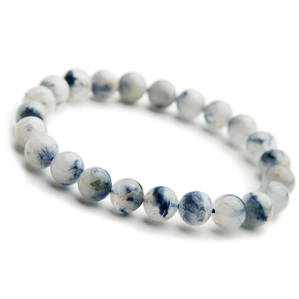 

Genuine Natural Blue Rutilated Dumortierite Quartz Crystal Round Beads Bracelet 8mm Gemstone For Woman Lady Gift Bracelets