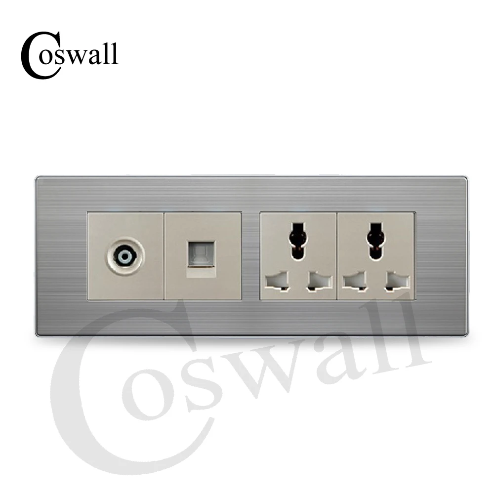 COSWALL Роскошная Универсальная Розетка с двойными стенками ТВ розеткой + Интернет