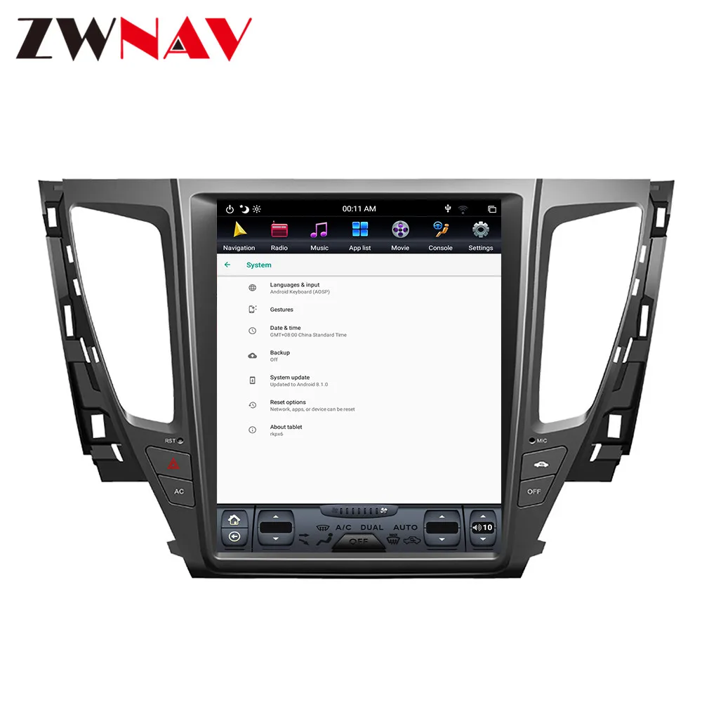 Excellent Android 8.1 4GB RAM Tesla style PX6 Car GPS Navigation For MITSUBISHI PAJERO 2016+ head unit multimedia auto radio tape recorder 3