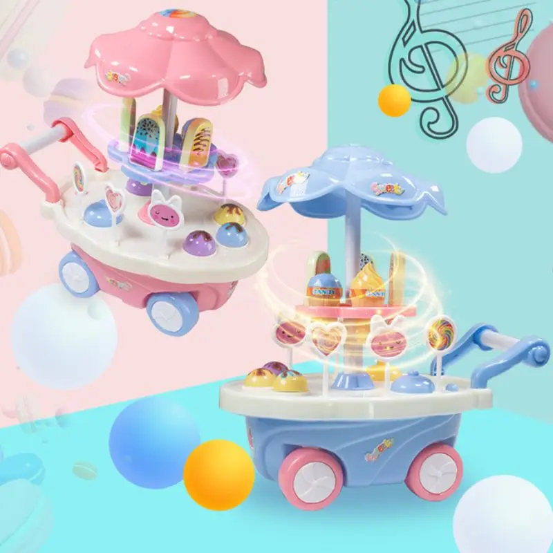 Вращающаяся имитация мороженого универсальная колесная тележка электрическая легкая музыкальная игрушка для детей, играющие Обучающие