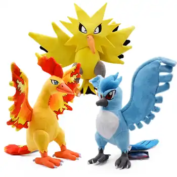 3 ชิ้น/ล็อตอะนิเมะสามพระเจ้านก Moltres Articuno Zapdos ตุ๊กตา Plush การ์ตูน Peluche ตุ๊กตาคริสต์มาสของขวัญเด็กของเล่นเด็ก