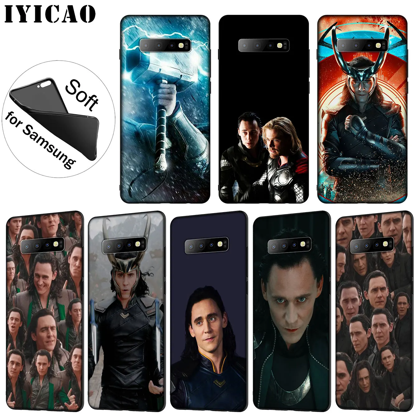 

IYICAO Thor Marvel Loki Soft Silicone Phone Case for Samsung Galaxy S10 S9 S8 Plus S6 S7 Edge S10e E TPU Black Cover