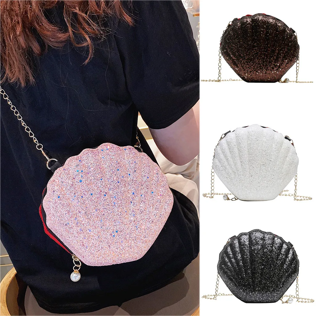 

Coneed Summer Women Wild Fashion Unique Personality Pure Color Shell Bag Crossbody Chain Shoulder Bag 2019 Apr3 p40