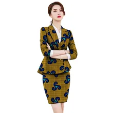 Dashiki print women skirt suits fashion suit jackets sets Ankara pattern customized African outfits for party/wedding