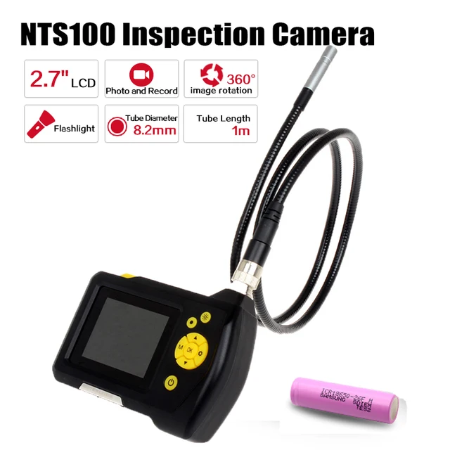 Blueskysea Dia 8.2mm 1 Meters 2.7" LCD NTS100 Endoscope Borescope Snake Inspection Tube Camera