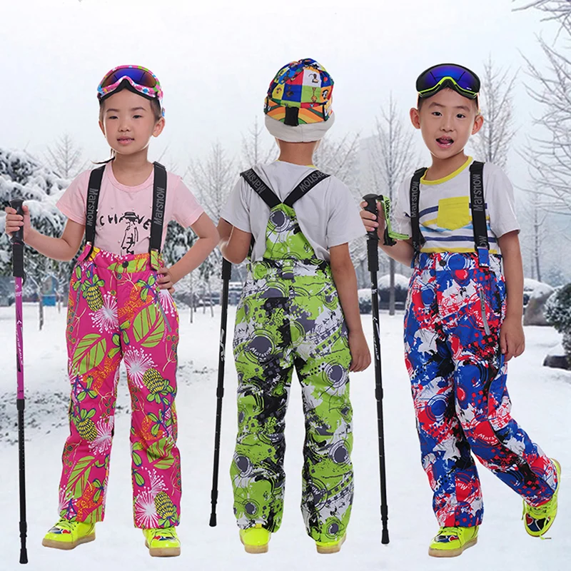 

Marsnow Girls Printing Snowboard Pants Boys Thermal Ski Pants Boy Girl Ski Waterproof Skiing Pants Kid Snowboard Trousers