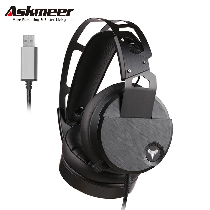ASKMEER V18 USB игровая стереогарнитура шлем большие наушники ПК Игровые с микрофоном