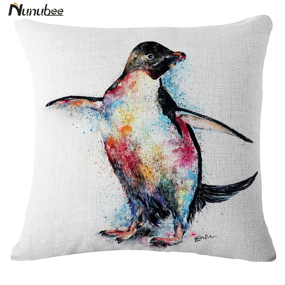 nunubee 45 45cm penguin flax linen throw pillow covers nunubee 45 45cm penguin flax linen throw pillow covers