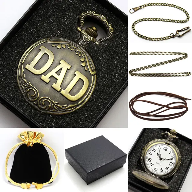Bronze DAD Design Quartz Fob Pocket Watch for Men Hot Sale Retro Clock Pendant S Bronze DAD Design Quartz Fob Pocket Watch for Men Hot Sale Retro Clock Pendant S