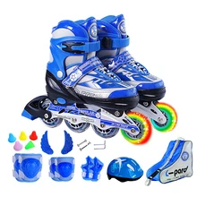 Новая детская одежда из ПУ-сетки, подшипники для роликовых Инлайн Коньков обувь для роликов, скейтборда шлем коленей Шестерни Регулируемый Моющиеся жесткий светящиеся колеса для подростков