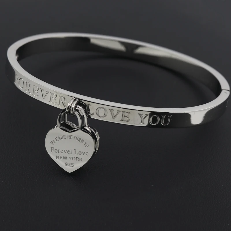 

Hot Classic Stainless Steel Gold Colour Bracelets & Bangles Wholesale Jewelry Fine Double Peach Heart Love Bracelets Female
