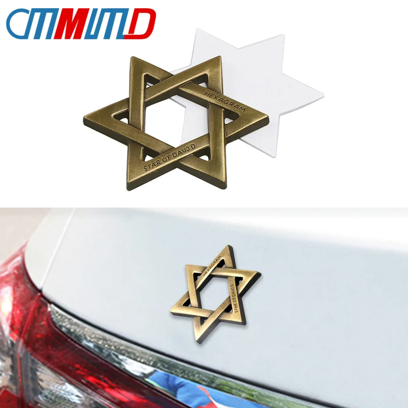 

Car Styling 3D Metal Jewish Star Car Stickers Israel Emblem Decal for TOYOTA AUDI LADA FIAT FORD OPEL Subaru Suzuki BMW