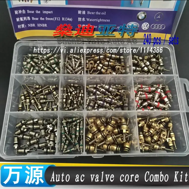 

Packed with high quality automotive air conditioning valve cores,R134a a/c valve core, R12 tire valve core 240PCS