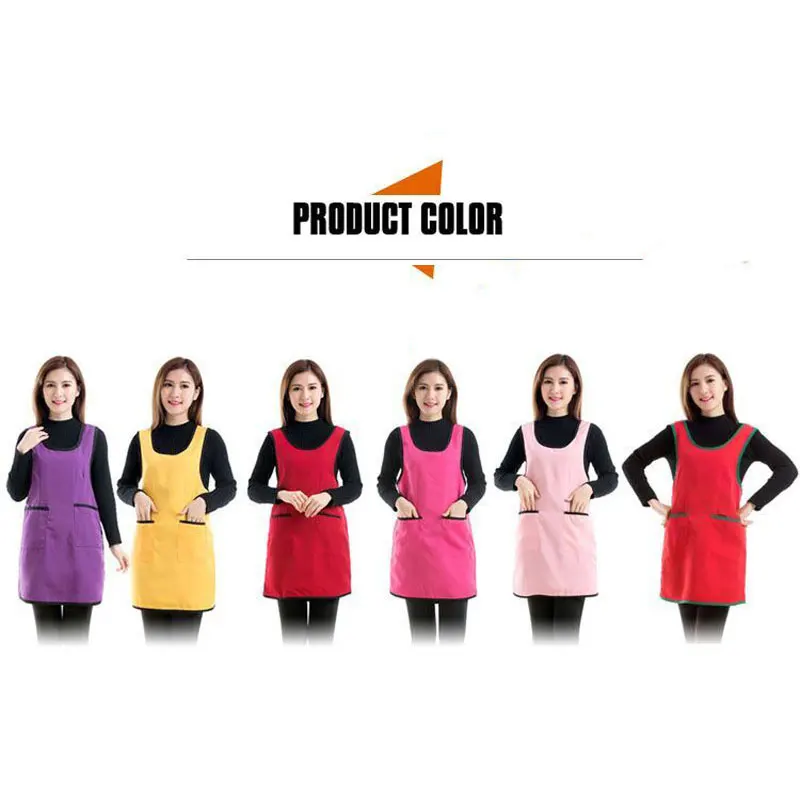 Sleeveless Apron Restaurant Coffee Shop Work Clothes Household Kitchen Apron With Pocket Vest Girl Women Apron Dress Waitress