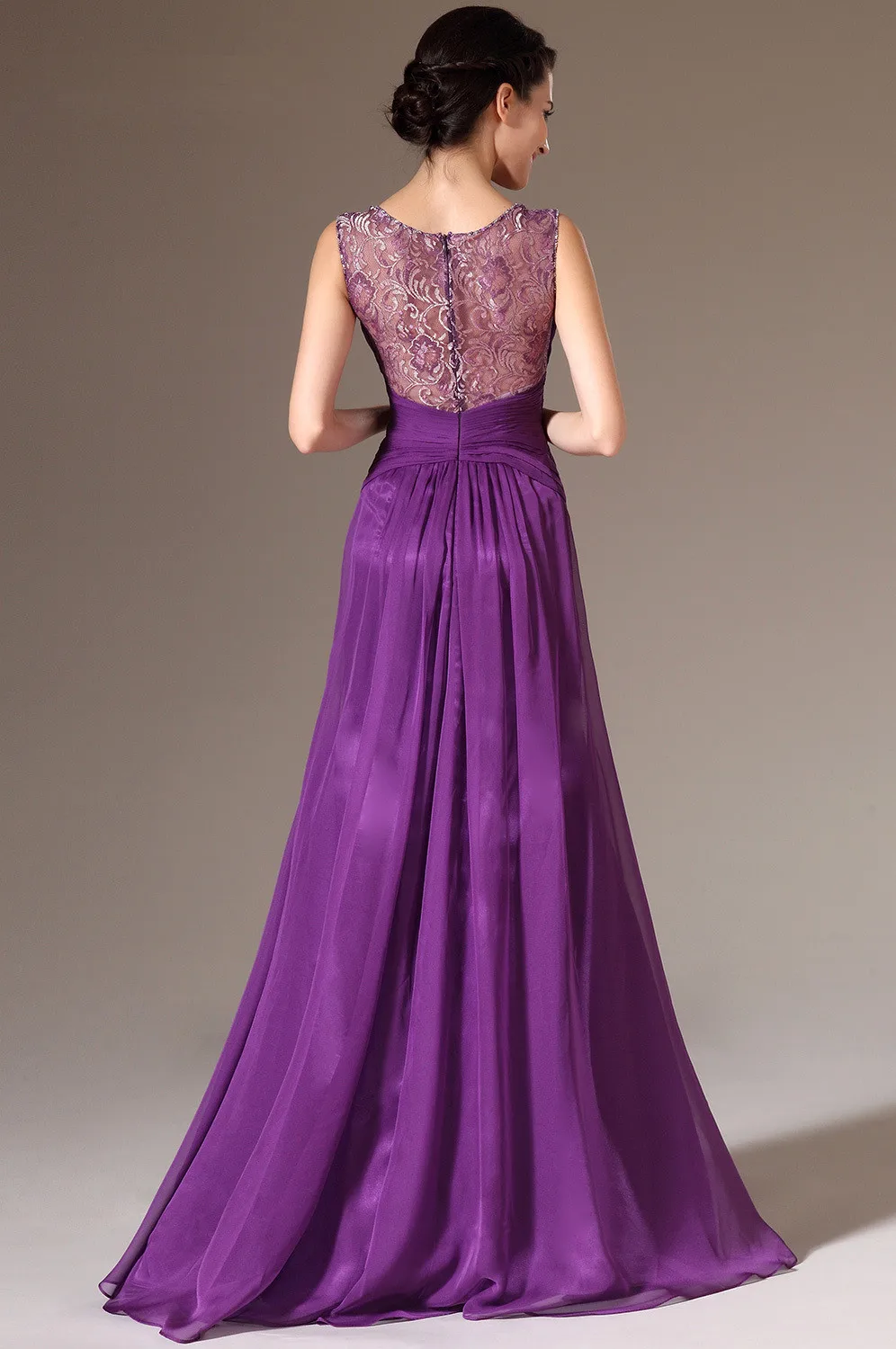 Freeshipping-V-Neck-A-Line-Purple-Lace-Chiffon-Lace-Evening-Dresses