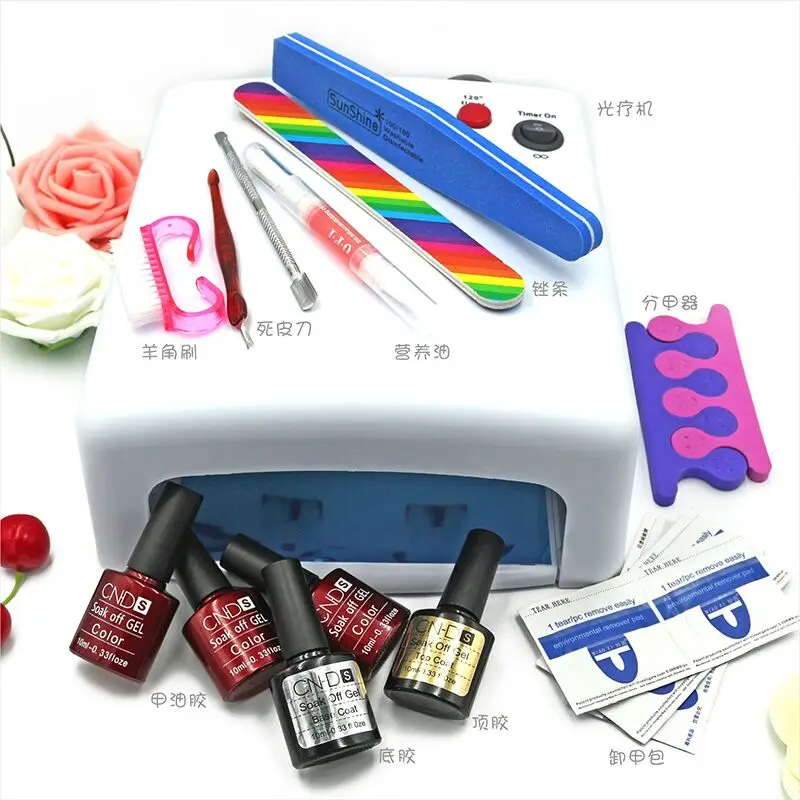 NEW  Lulaa in  36W UV lamp 7 of Resurrection nail tools and portable package five 10 ml soaked UV glue gel nail polish se 220 V