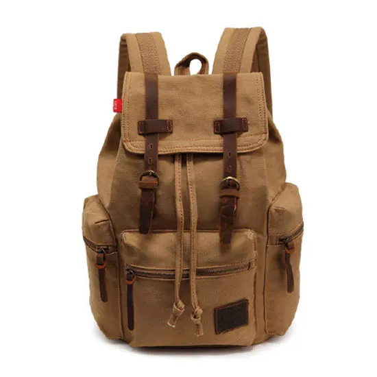 Scione винтажные рюкзаки для путешествий, мужские Модные холщовые школьные сумки для ноутбука на шнурке, Большой Вместительный ретро рюкзак для подростков, сумки на плечо - Цвет: Khaki Small
