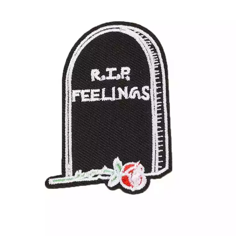 

10PCS/lot Black R.I.P FELLINGS with Rose Embroidered Ironon Patches for Clothes DIY Accessories Decoration Applique
