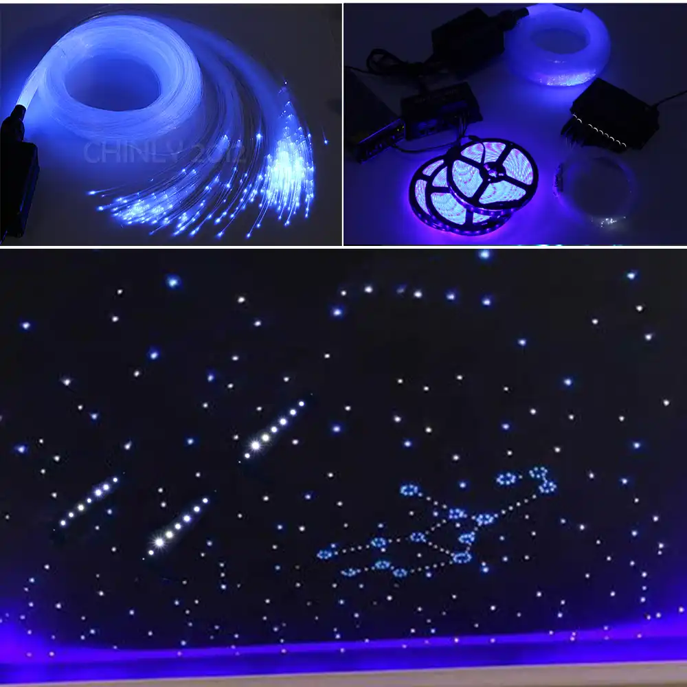 Dmx Fiber Optic Star Ceiling Kit 16w Rgbw Decoder Control 15m Strip 4m Mixed 335strands Fiber Meteor Light Decorative Project
