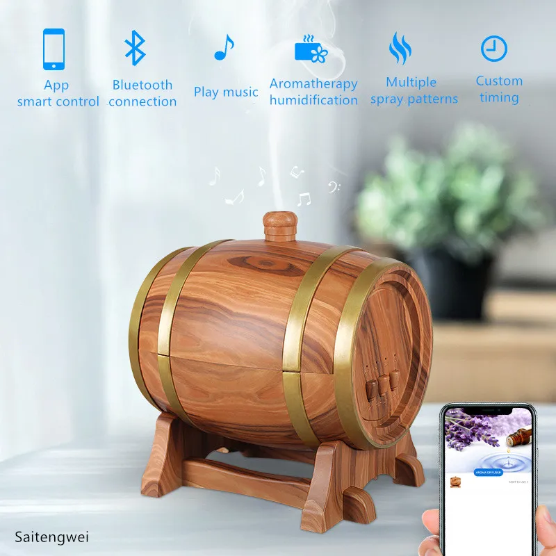 

[Oak Grain]Smart Bluetooth Stereo Sound Speaker with Auromatherapy Humidifier Supports APP Controll