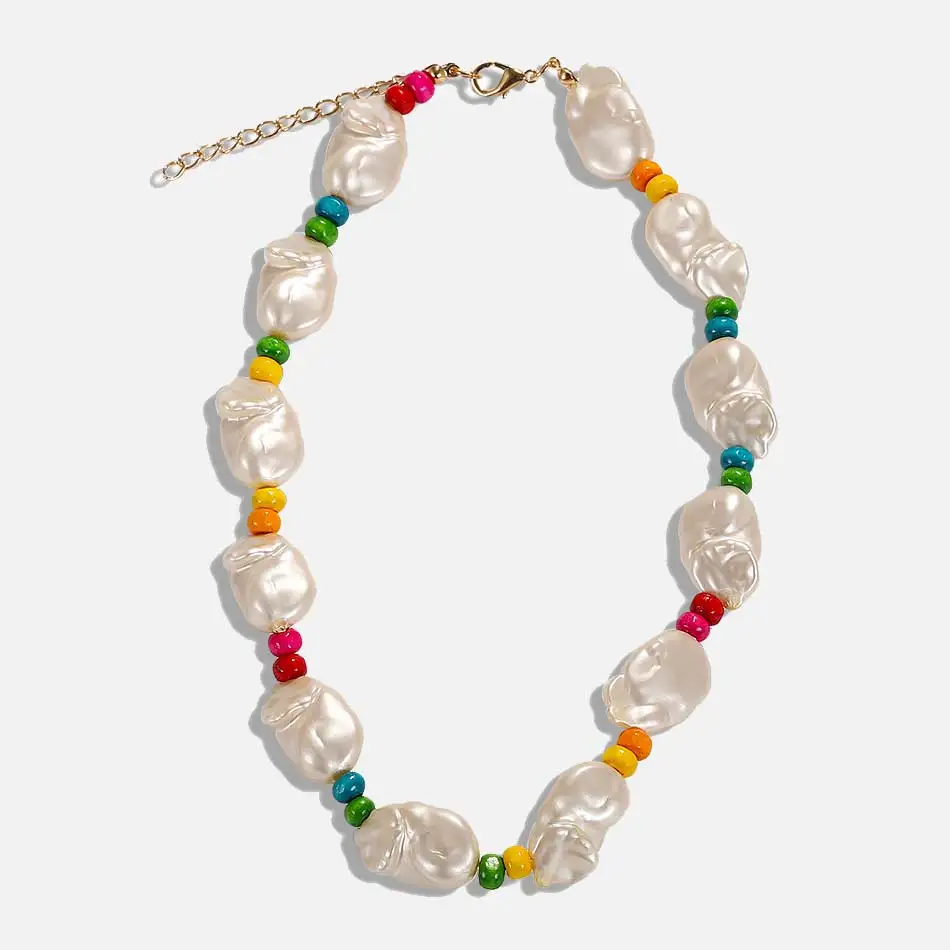 

Dvacaman Summer Colorful Beads Statement Necklace Women Trendy Handmade Shell Chokers Necklace Lady Beach Jewelry Female Bijoux