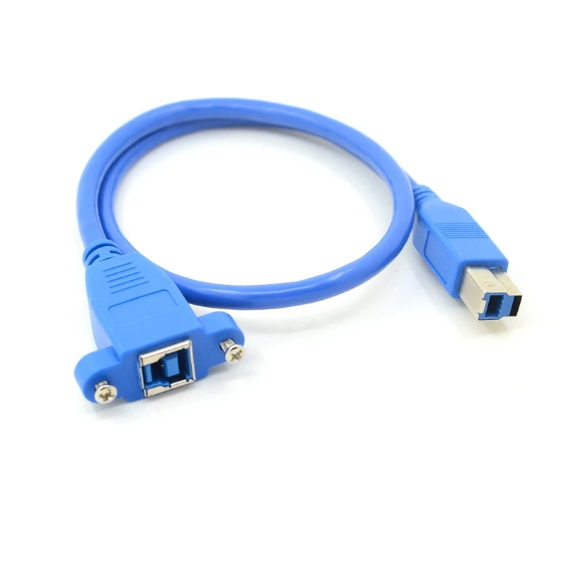 

USB 3.0 Standard B Type Female to USB 2.0 B Type Male Plug Data Extension Cable with Mount Screws 50cm