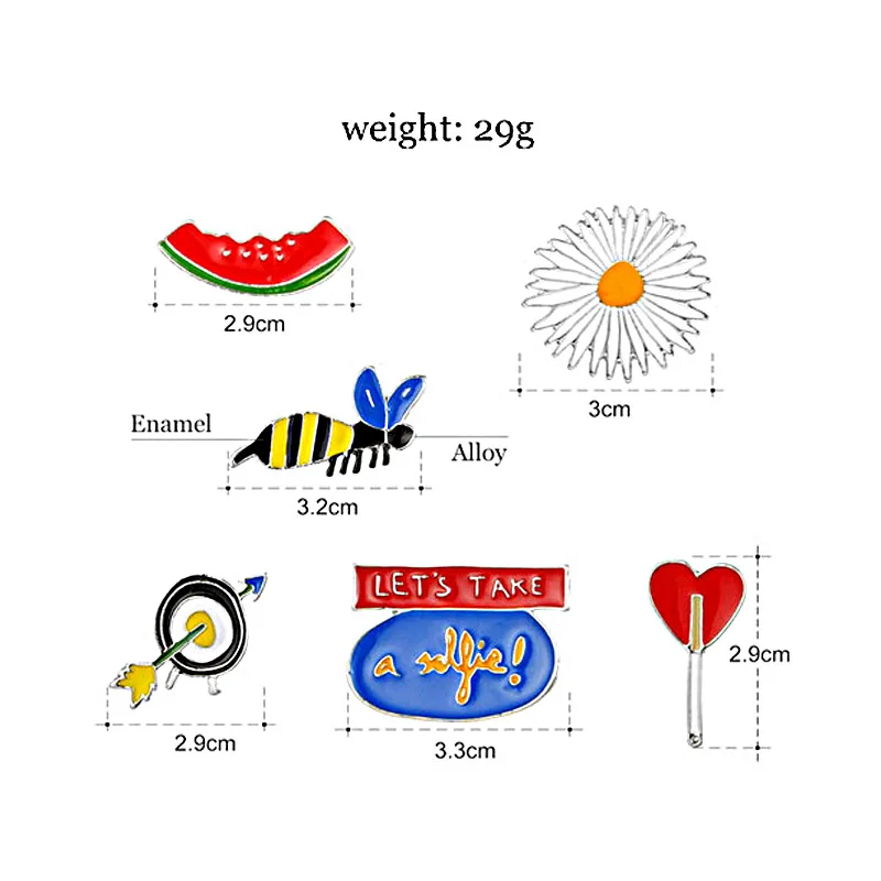 Маленькая эмалированная брошь-кнопка арбуз пчела животные ромашка цветок Броши Булавки на лацкан значок украшение брошь для женщин рюкзак