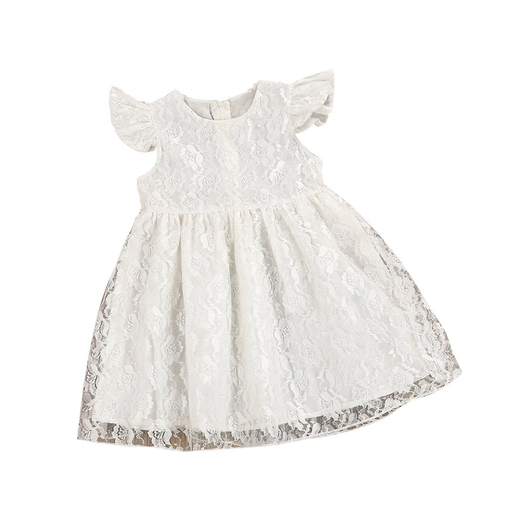Simple pure white lace sleeve dress Toddler Kids Baby Girl Flower ...