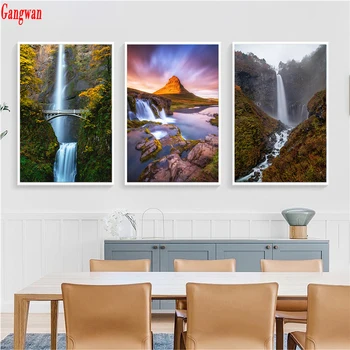 

3 pcs 5d diy diamond painting accessories waterfall full squareround rhinestone mountain natural view embroidery,Mosaic puzzle