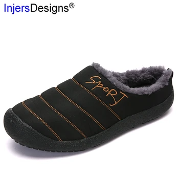 

Plus Size 36-48 Cotton Slippers Lovers Home Shoes Indoor&Outside Winter Warm Fur Thicken Hard-Wearing Footwear Couple Zapatillas