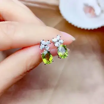 

SHILOVEM 925 sterling silver PERIDOT classic fine Jewelry Customizable women wedding women GIFT wholesale 6*8mm new me060856agg