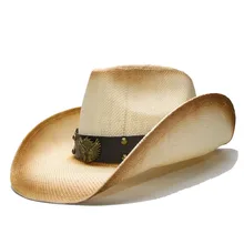 LUCKYLIANJI Ретро Женская Мужская Летняя Соломенная пляжная с широкими полями Ковбой Западный Женская Ковбойская шляпа с двумя пистолетами Suncha Sign кожаный ремешок(58 см