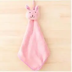 Кролик руку Полотенца быстросохнущая Mosunx бизнес Кухня мультфильм животных висит ткань Мягкие плюшевые посуды ручной Полотенца для Ванная комната - Цвет: Розовый