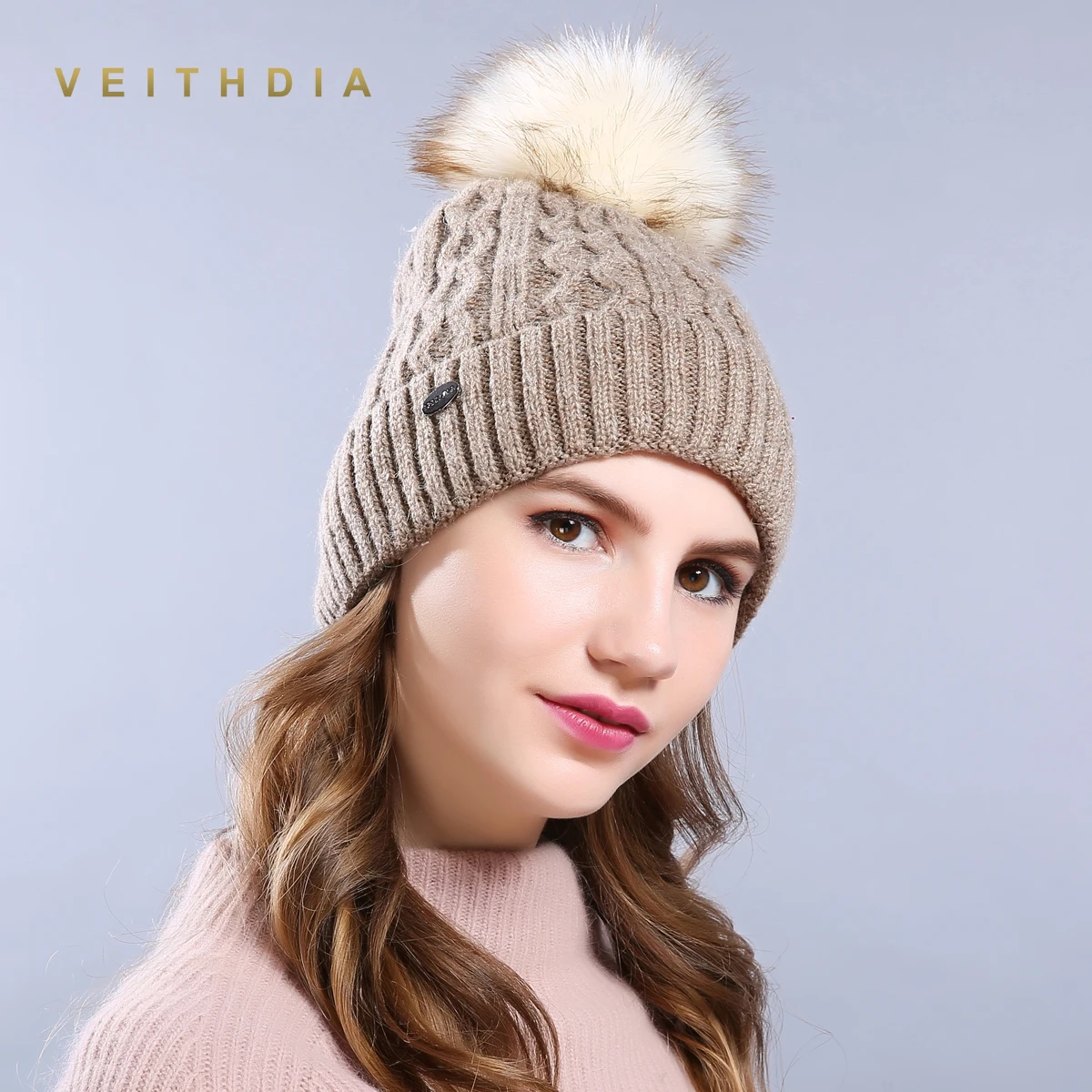 VEITHDIA высокое качество женские зимние шапки Модная вязаная шапка женская для