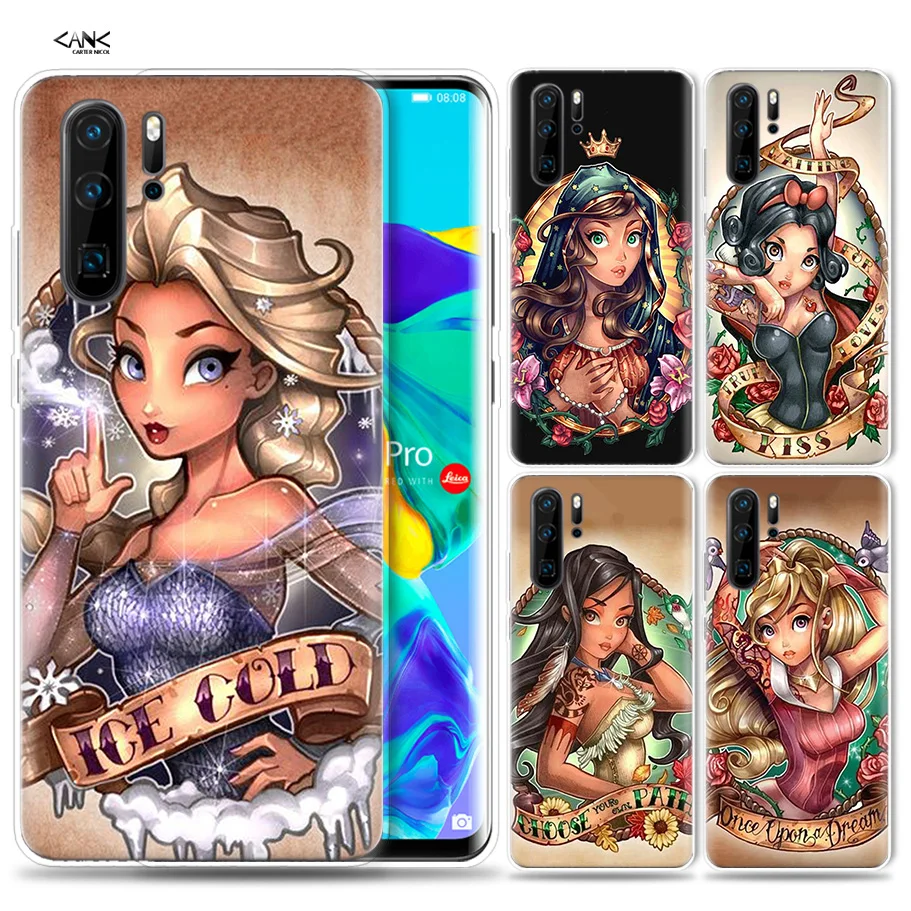 

Case for Huawei P30 P20 P10 P9 Mate 10 20 Lite Pro Mobile Cell Phone Bag P Smart Z 2019 Plus Tattoo Alice Ariel Jasmine P8 P30Pr