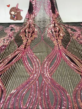 

Embroidered Net Fabric with beads With super Quality yaking-5.1902 African Tulle Lace Fabric For party Dress