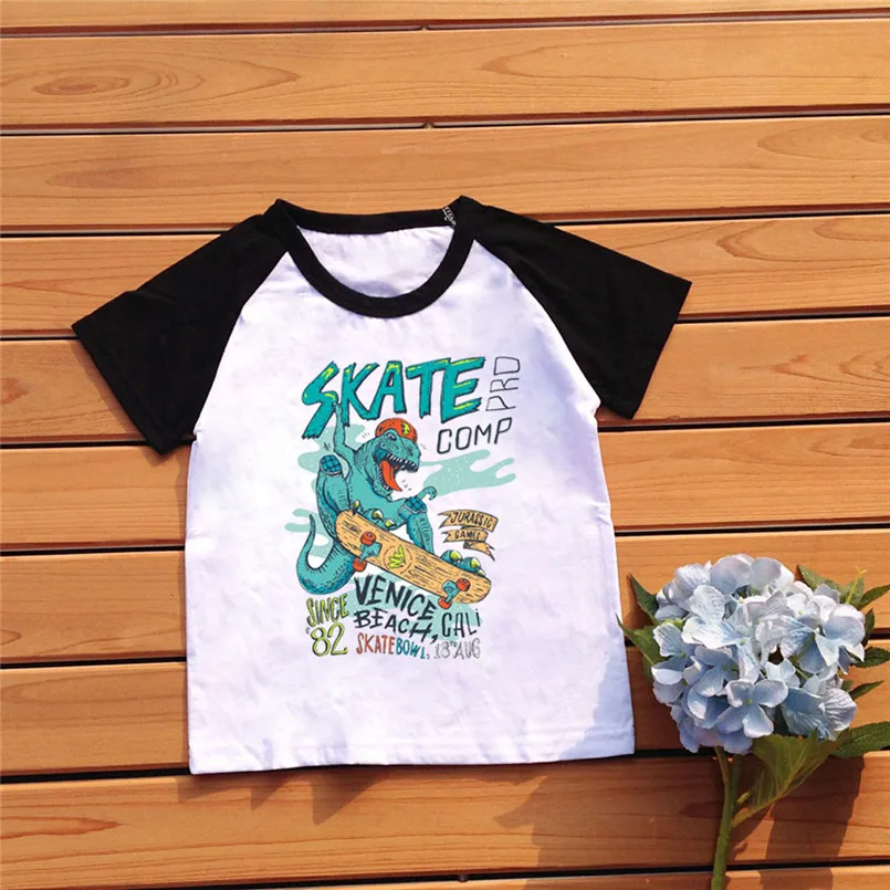 The new fashion cute design  Kids Bady Boy Cartoon Hot Style Dinosaurs Pattern T-shirt Bottoming Shirt Tops #4A04 (6)