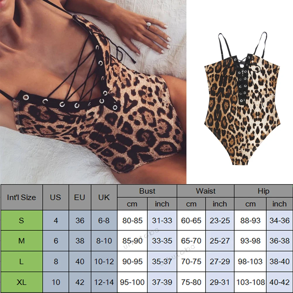 Leopard Printed Sexy Bodysuit Women Cross Bandage Deep V Neck Sexy Hot Jumpsuit Bodysuit Clothes