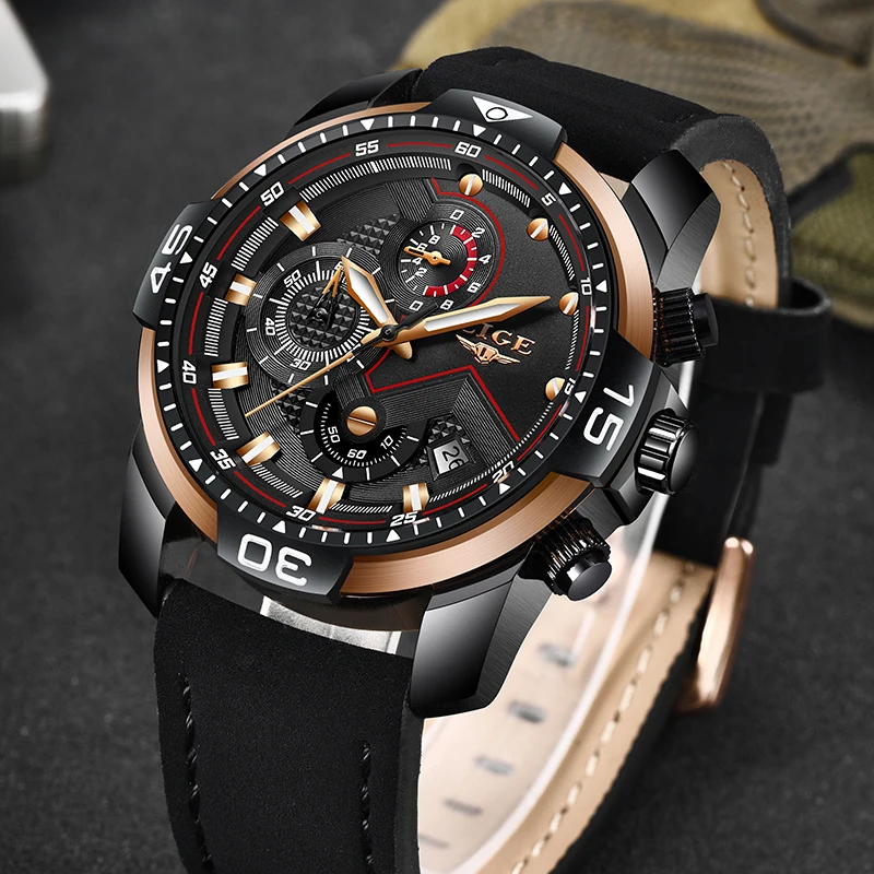 2019 LIGE Mens Watches Top Brand Luxury Military Sport Watch Men Black Leather Analog Quartz Watch Waterproof Relogio Masculino 2019 LIGE Mens Watches Top Brand Luxury Military Sport Watch Men Black Leather Analog Quartz Watch Waterproof Relogio Masculino