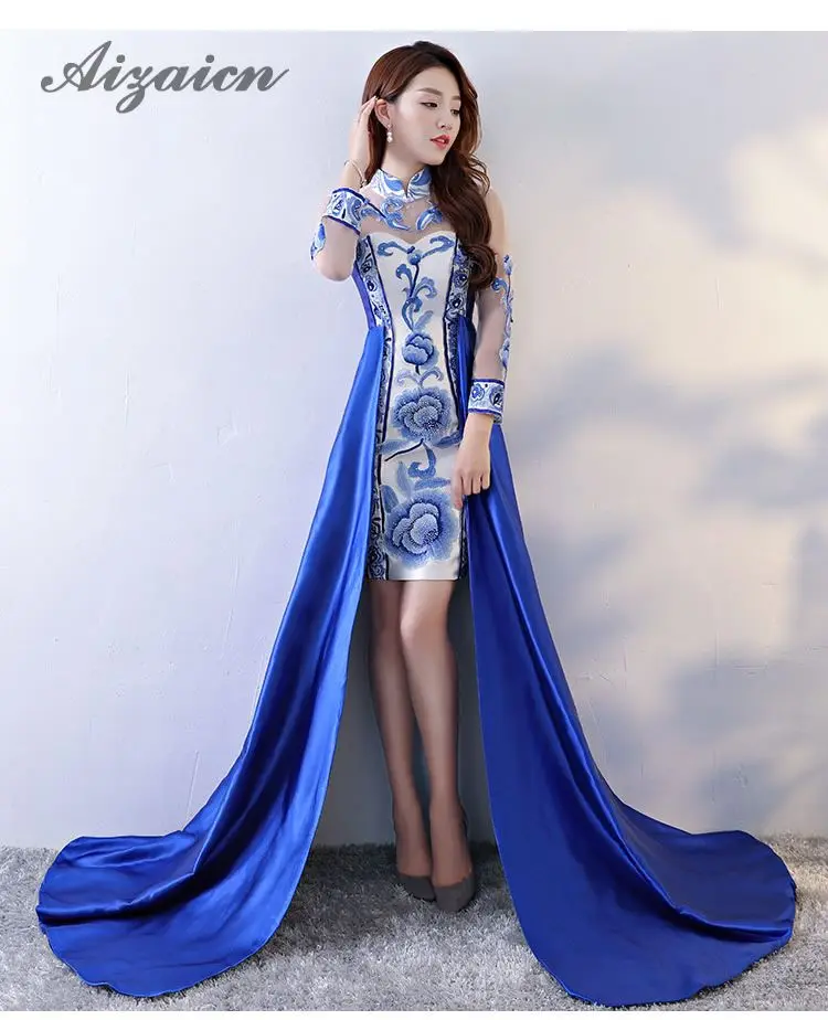 traditional dresses blue and white