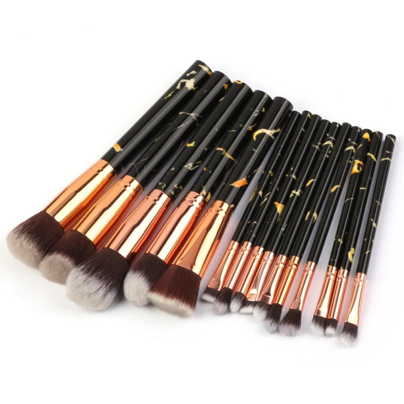New 15pcs Marbling Makeup Brushes Set Eyeshadow Eyeliner Concealer Brush set Mini Make Up Brush Tool Kit