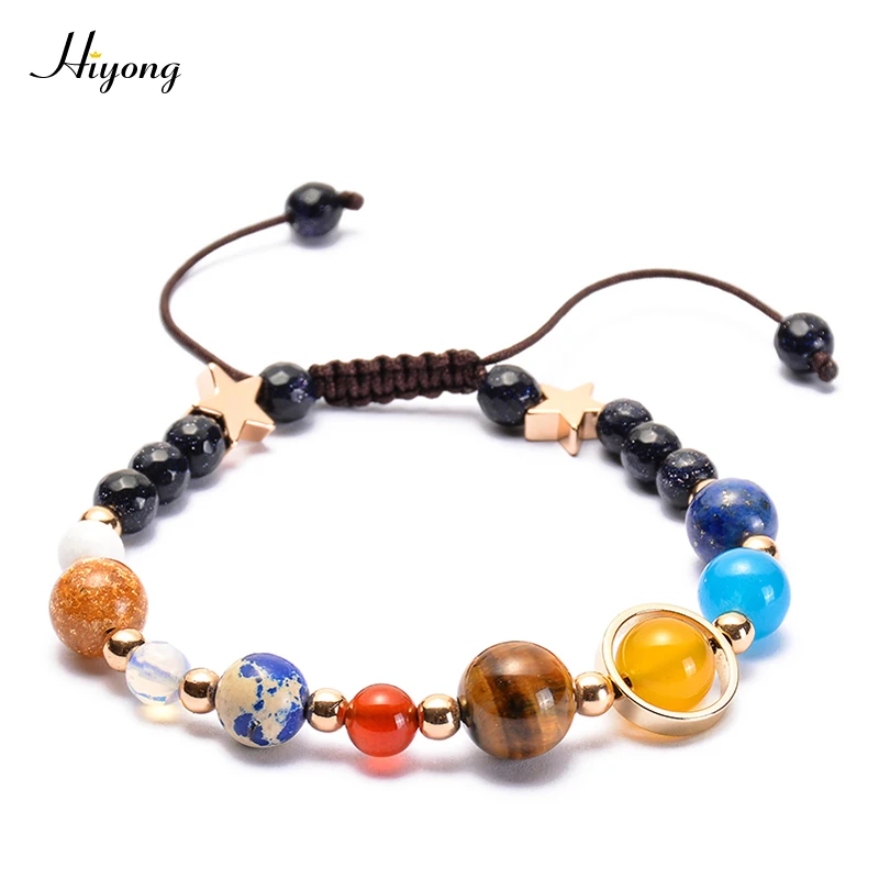 Us 249 25 Offgalaxy Solar System Bracelet Guardian Star Universe Eight Planets Star Natural Stone Beads Bracelets Bangles For Women Men Gift In