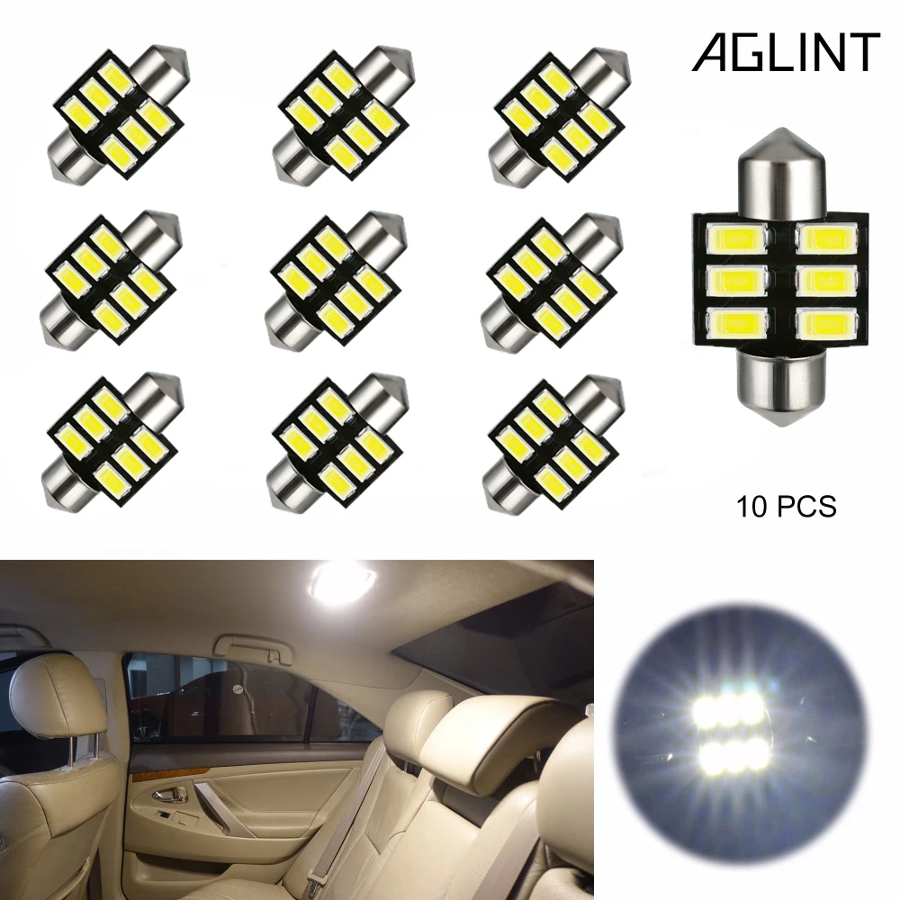 AGLINT 10pcs LED Festoon C5W 31mm DE3175 LED Bulbs 5730SMD 6LEDs