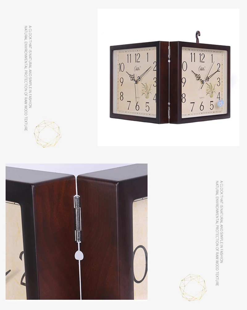 Часы из цельного дерева, Двухсторонние настенные часы, современный скандинавский механизм, бесшумные женские часы, домашний декор, кухня, гостиная, WZH041