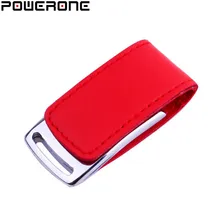 POWERONE, кожаный и металлический брелок, USB флеш-накопитель, флешка, модный креативный USB 2,0, карта памяти, 64 ГБ, 16 ГБ, 32 ГБ, 4 Гб, U диск
