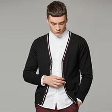 Осенняя Новая мода мужской вязаный кардиган с длинными рукавами куртка однотонная мужская повседневная куртка Тонкий пуловер мужской свитер с v-образным вырезом
