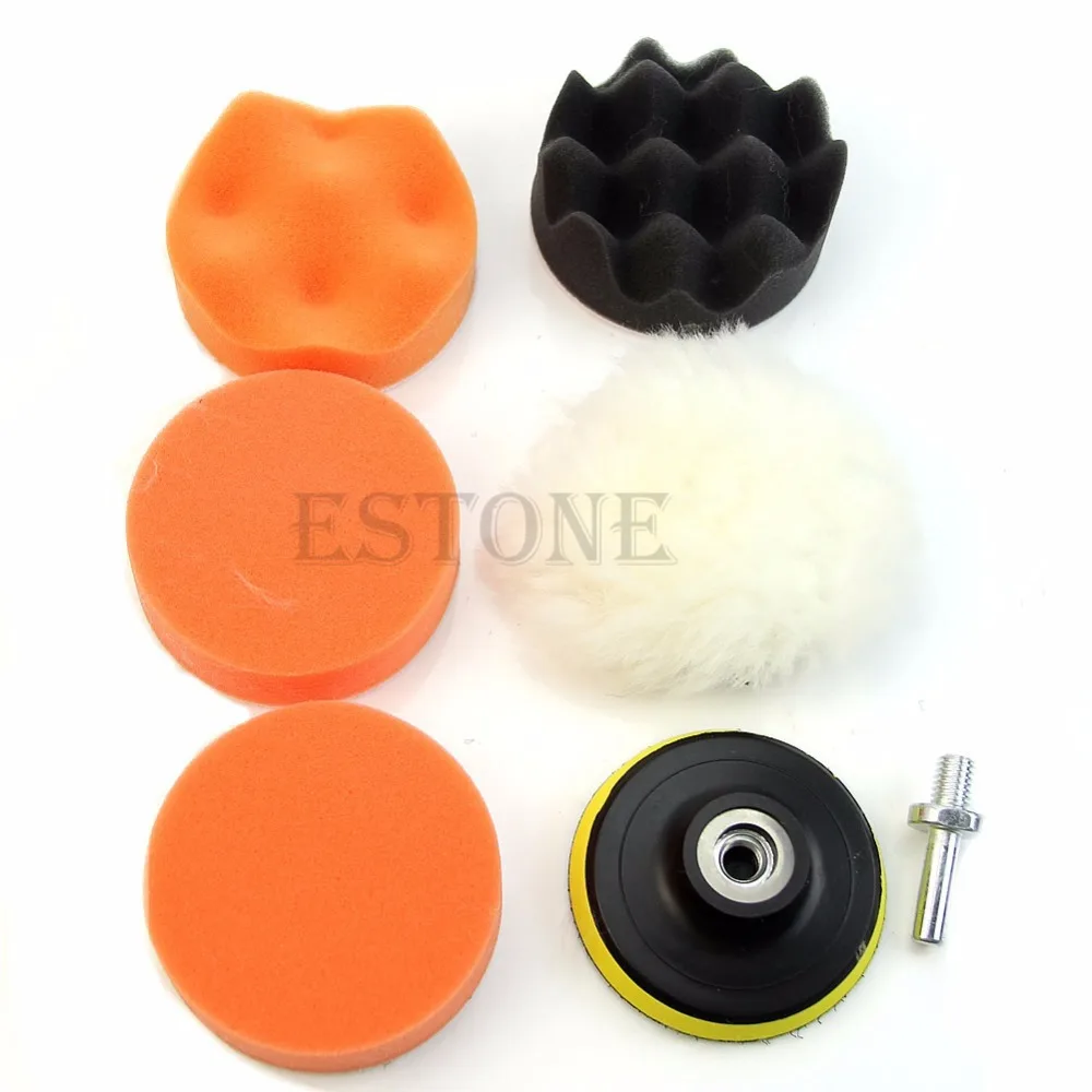  7 Pcs 3 inch Buffing Pad Auto Car Polishing Wheel Kit Buffer + M14 Drill Adapter Wheel Kit Buffer With Drill Adapter 
