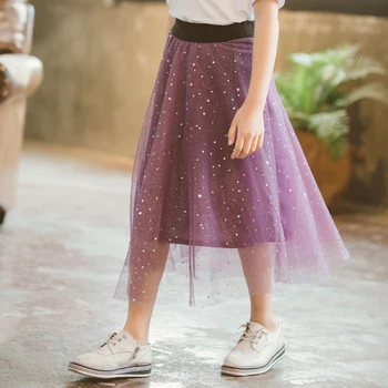 

Girls Long Skirt Star Glitter Dance Skirt for Girl Sequin Tulle Tutu Teenage Skirt Children Long Skirt 8 9 10 11 12 13 14 Years