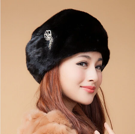 Best price at $132 Cheap 2016 new design women's fur hat rhinestone tassel mink hat fashion thermal