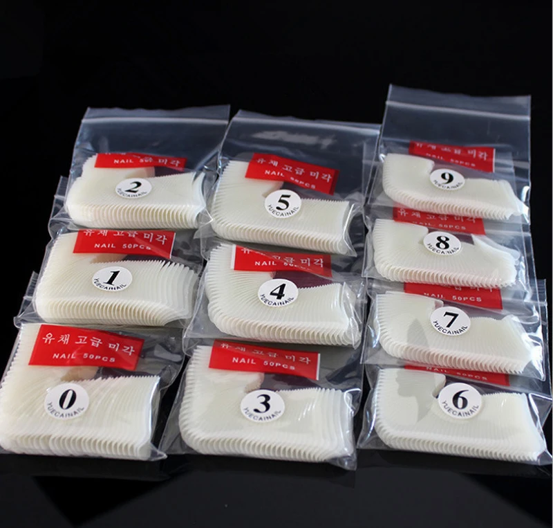 500 шт прозрачные белые натуральные французские накладные акриловые наконечники для ногтей УФ-гель ультра гибкий-Размер#0-#9-упаковка 500 Набор накладных ногтей